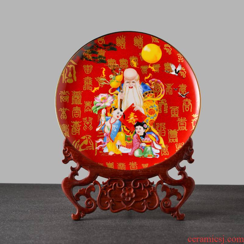Furnishing articles thousand red up liling porcelain ceramic hang dish decorations elders old celebration gift longevity and gifts