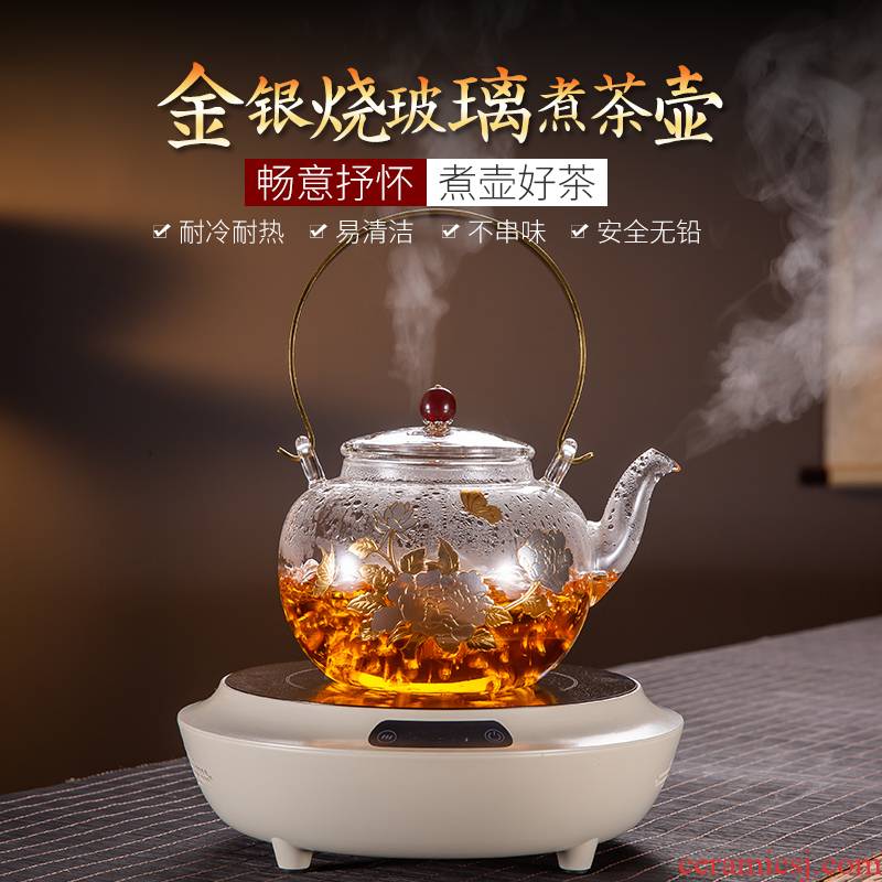 Gold and silver to burn high temperature heat resistant glass.mute the large capacity of stainless steel kettle boiled tea, the electric TaoLu tea stove suits for