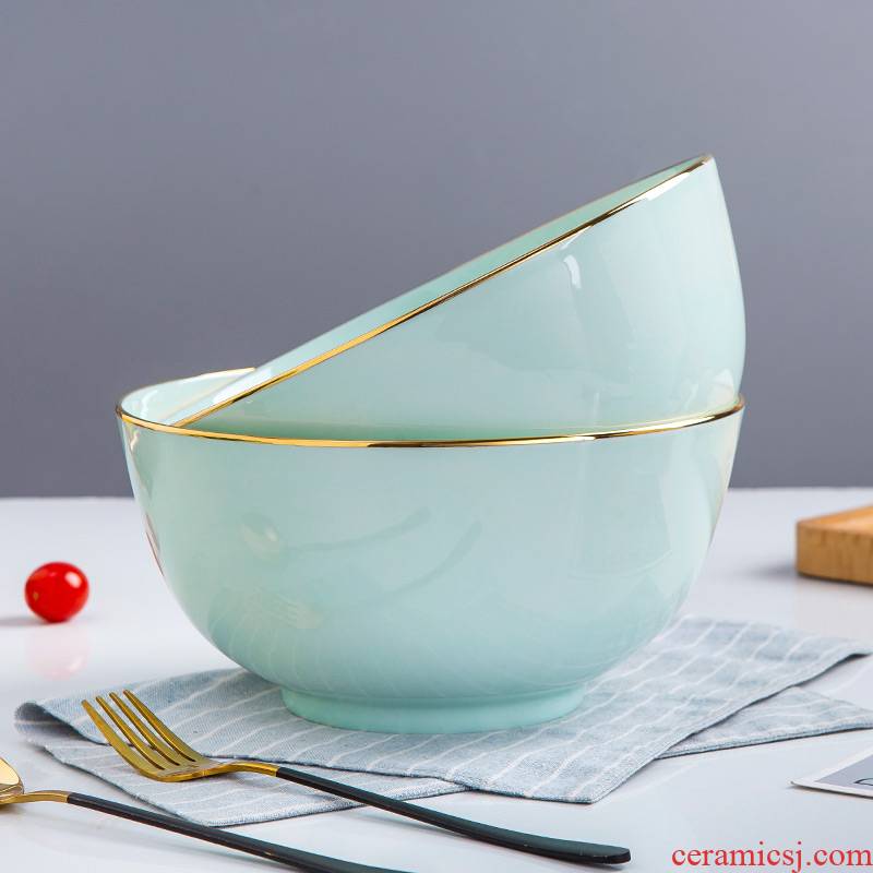 Ipads China jingdezhen ceramic large soup bowl home eight inches rainbow such as bowl basin of Chinese style tableware soup green glaze creative dishes