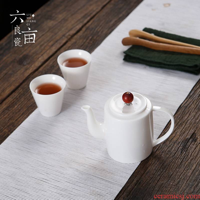 Dehua white porcelain ceramic teapot beauty make tea pot single pot home kung fu tea set contracted style