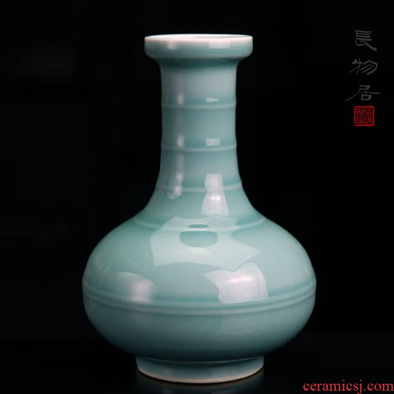 Offered home - cooked green glazed carved string lines bottles of jingdezhen in manual archaize ceramic vases, flower furnishing articles furnishing decoration