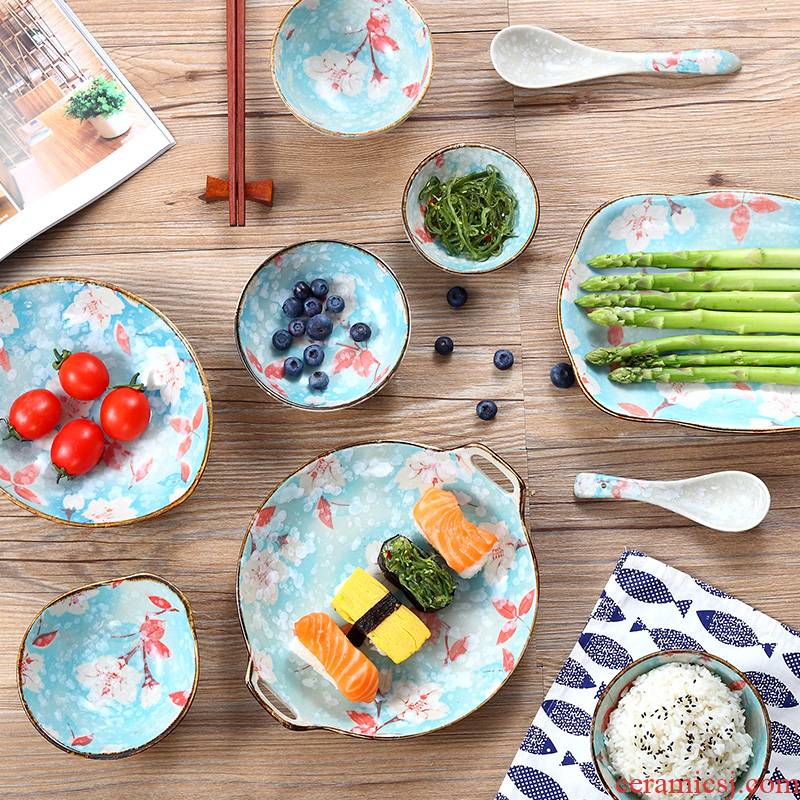 Tinyhome Japanese hand - made ceramic tableware household jobs soup bowl rainbow such as bowl dish dish fish dish sushi plate