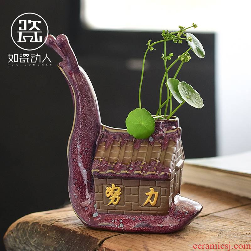 Creative other hydroponic plant vase container Chinese style flower home office sitting room decoration ceramics flowerpots furnishing articles