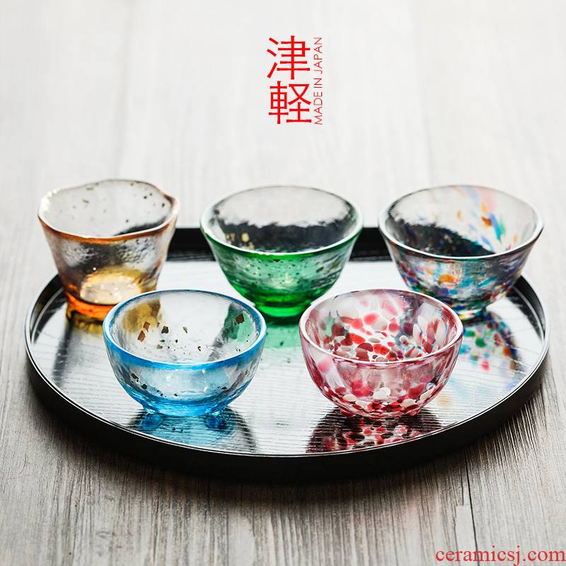 Tao interest in creative gift of checking glass small goblet suit Japanese tsugaru stained glass glass cups