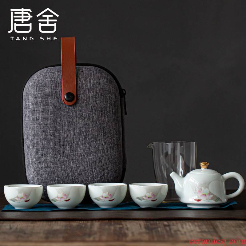Don difference up celadon crack glass ceramic teapot a pot of four cups of travel to receive package kung fu tea sets tea cups