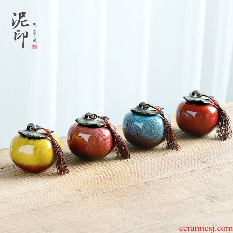 Mud seal up ceramic creative caddy fixings persimmon seal pot all the best POTS portable puer tea boxes