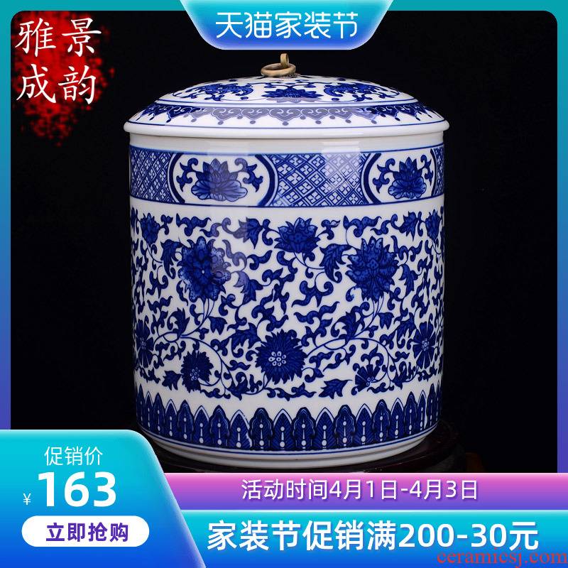 Jingdezhen ceramic tea pot of bread seven pu 'er wake receives the manual receives tea urn barrels of large - sized jar