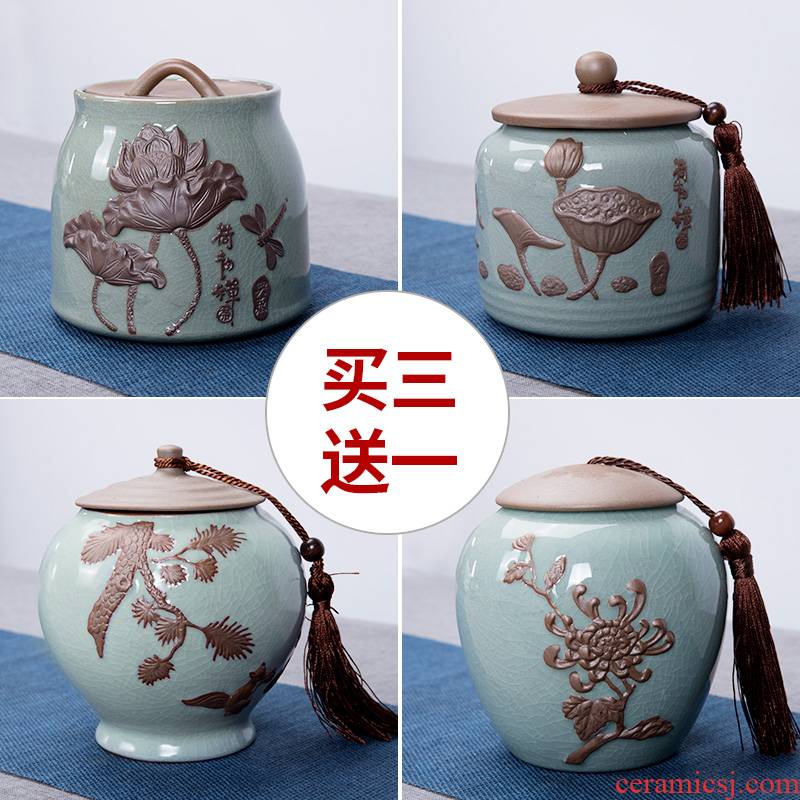 Elder brother up with ceramic tea caddy fixings portable storage POTS of tea packaging box of small household tea cake tea pot of tea