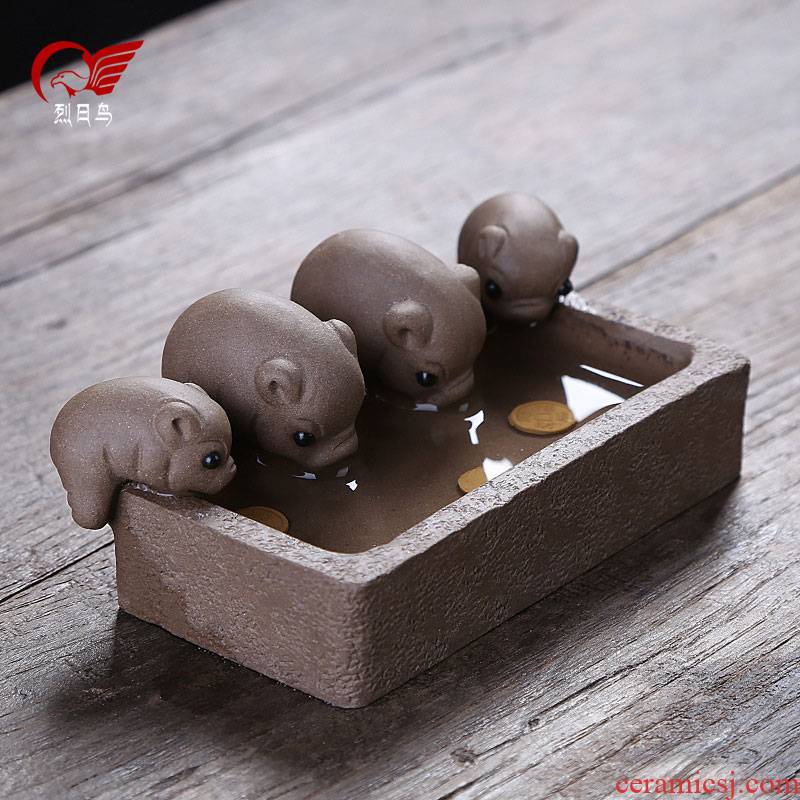 Products sell like hot cakes creative traditional purple sand tea pet pig feed four pig slot its tea tray desktop furnishing articles