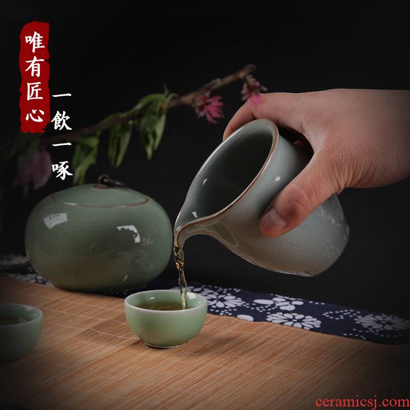 Porcelain rhyme together scene up celadon Wang Wenyu seed grain kung fu tea tea sea fair keller handless small points tea is tea soup