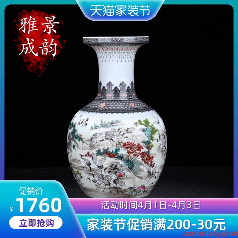 Jingdezhen ceramic hand - made the crane figure apple bottle of flower vase furnishing articles home porcelain sitting room adornment