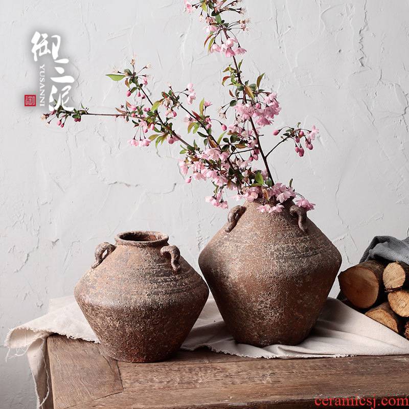 Manual coarse pottery dried flower adornment furnishing articles flower implement hand made tea POTS jingdezhen ceramic vase zen flowerpot