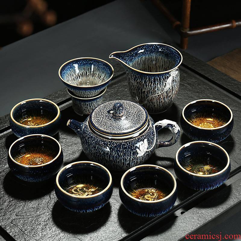 Jingdezhen tea suit household up tureen tea teapot kung fu tea cups ceramic tea tasted silver gilding