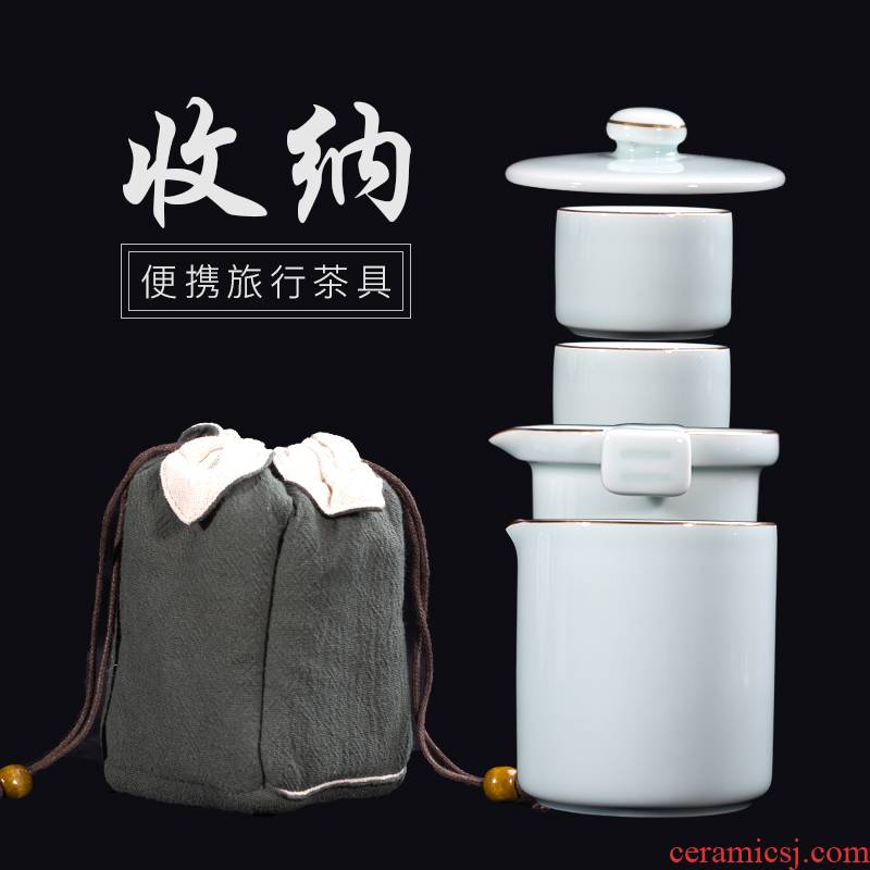 Portable travel tea cup to crack a pot of two cups of contracted Japanese kung fu tea sets ceramic teapot tea