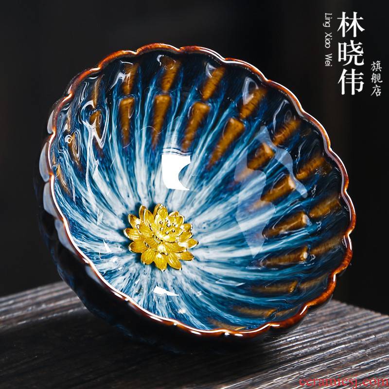 Build light ceramic cups tea master cup sample tea cup single cup with silver, silver whitebait cup bowl up CPU marigold