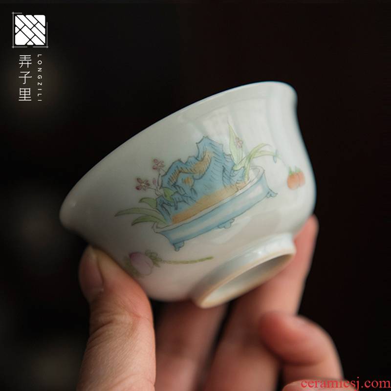 In the child masters cup single jingdezhen kung fu tea set the purple ceramic sample tea cup lamp cup white porcelain cup