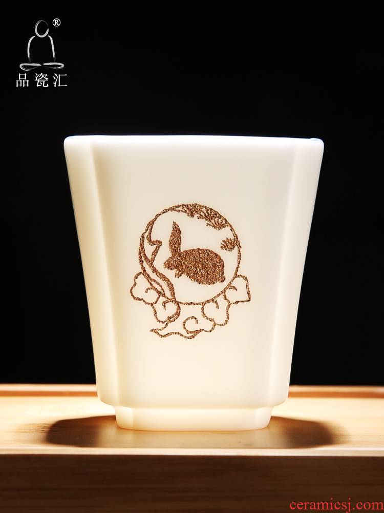 The Product porcelain sink/Lin yu - shan gold single CPU suet jade white porcelain sample tea cup longhua chapter twelve grain tea masters cup