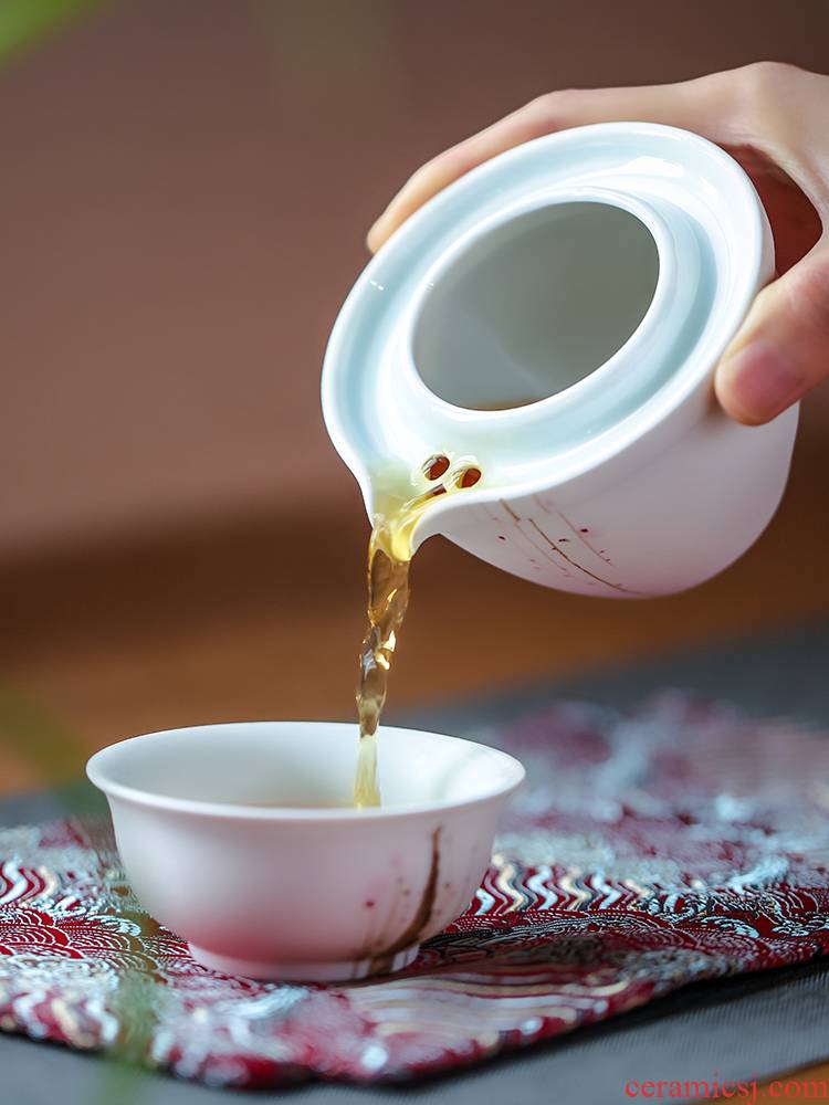 TaoXiChuan jingdezhen ceramic hand - made crack cup portable travel a jug of a cup of tea pot set