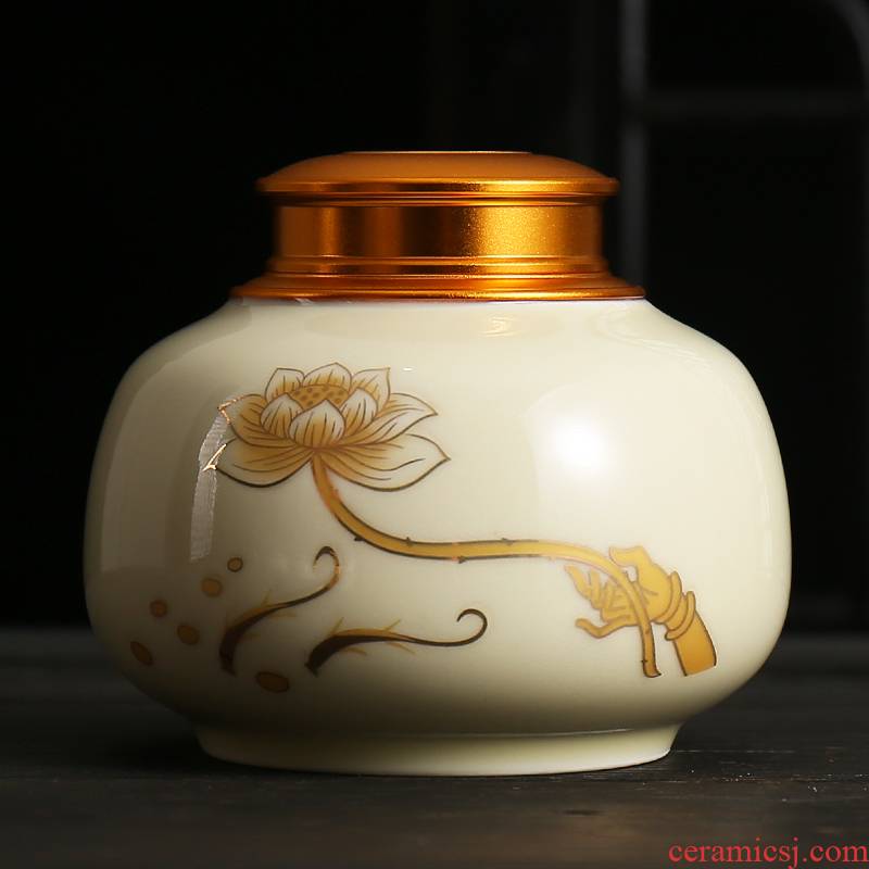 Celadon ceramic pu 'er tea tea tea caddy fixings seal pot home large half jins of storage tanks
