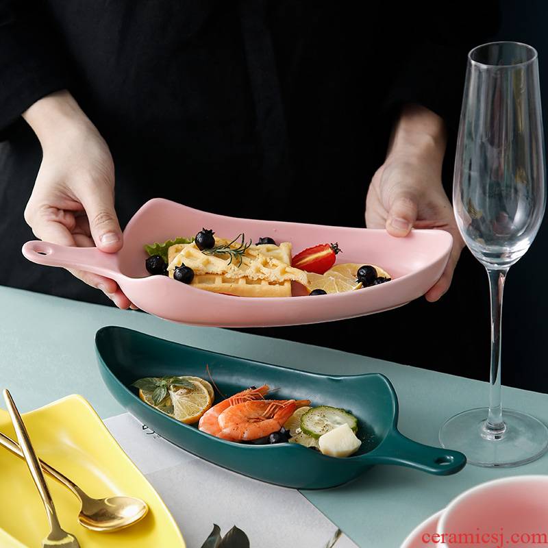 Creative breakfast tray ceramic plate, lovely girl snack plate of fruit salad dish plate of household utensils