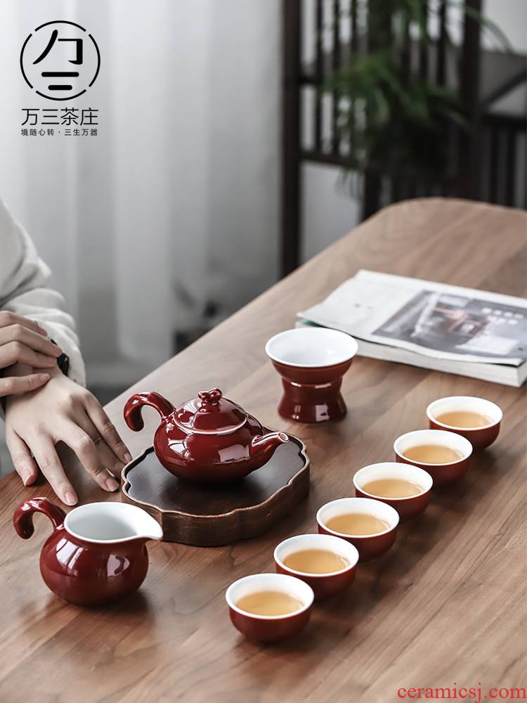 Three thousand the whole Chinese kung fu tea tea village household ceramic teapot teacup tea open marriage gift set