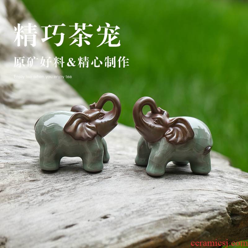 The tea table - creative ceramic elephant a pair of tea pets like furnishing articles play The trumpet tea tea tea art crafts tea accessories