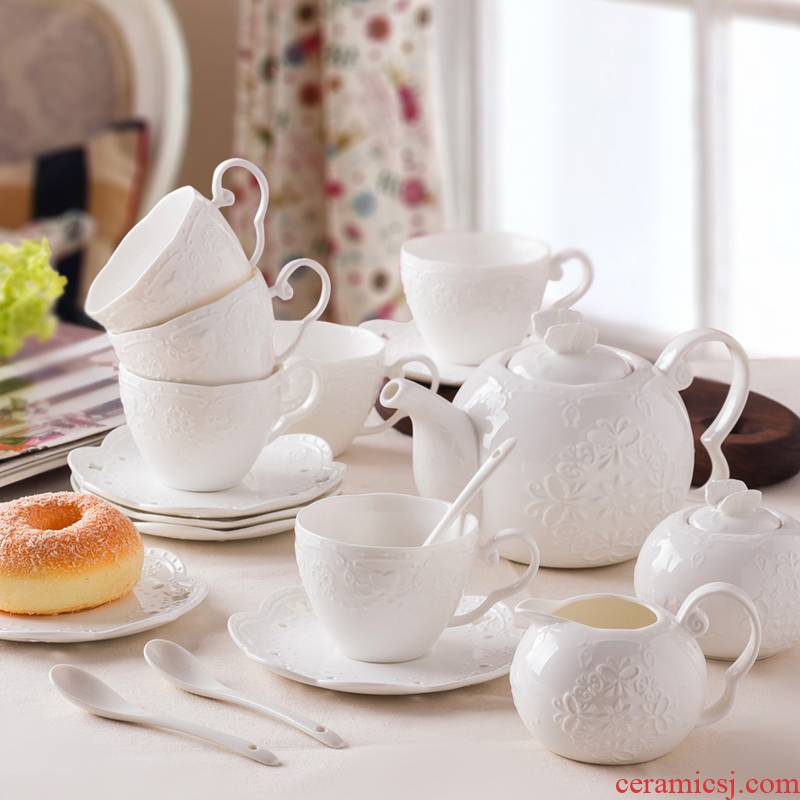 European pure white ipads China of a complete set of water with tea sets anaglyph ceramic coffee set afternoon tea cup dish
