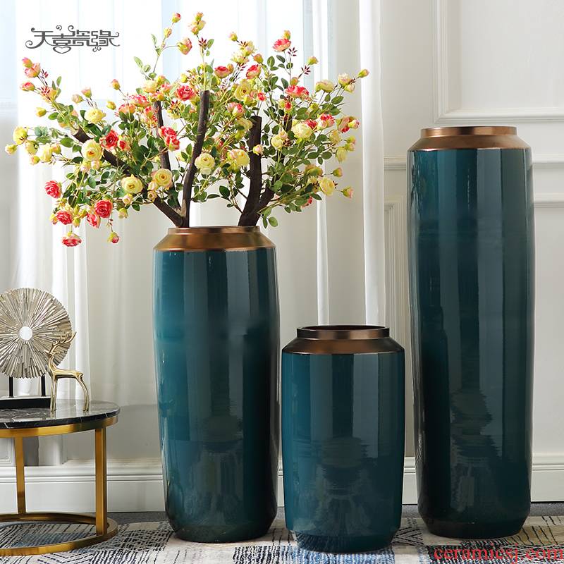 Jingdezhen ceramic vase landing a large sitting room simulation flowers flower arrangement suits for European - style key-2 luxury household act the role ofing is tasted furnishing articles
