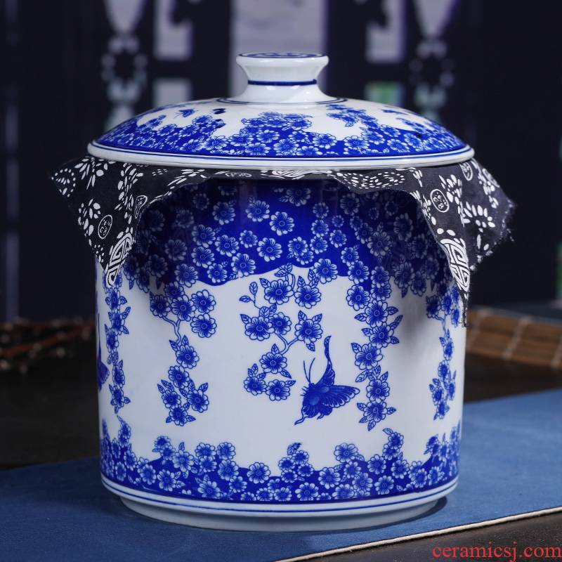 Jingdezhen ceramics pu 'er tea pot tea tea cake box domestic large - sized ceramic tea seal pot