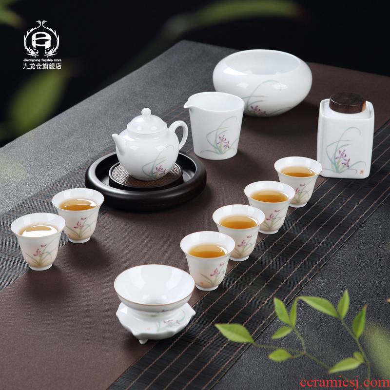 DH kung fu ceramic tea with small household contracted sitting room white porcelain teapot teacup tea orchid tureen gift box