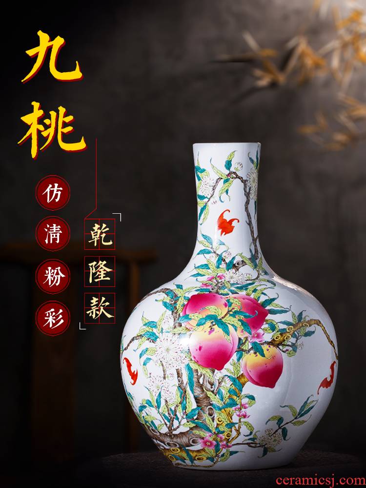 Jingdezhen ceramics archaize large vases, flower arrangement home rich ancient frame edge horn what adornment is placed large living room