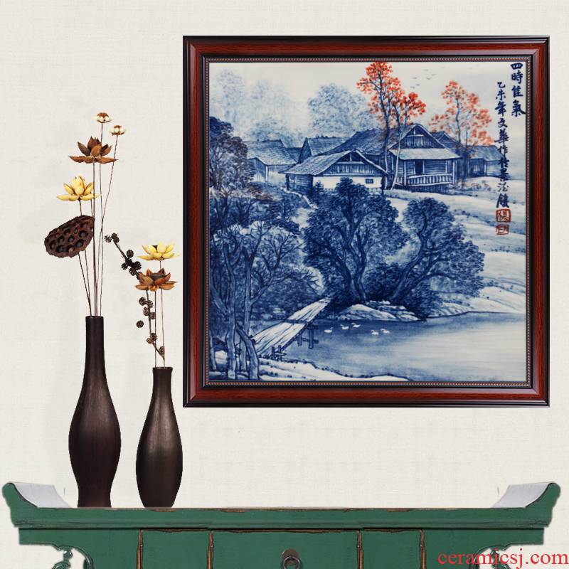 Blue and white hand draw four famous masterpieces better gas porcelain of jingdezhen ceramics partition handicraft painting murals sitting room