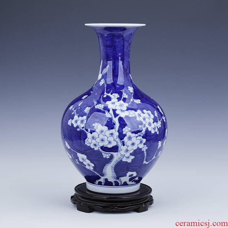 Hand - made restoring ancient ways of jingdezhen blue and white porcelain vase office bookshelves small place, a sitting room decorate ceramic bottle handicraft