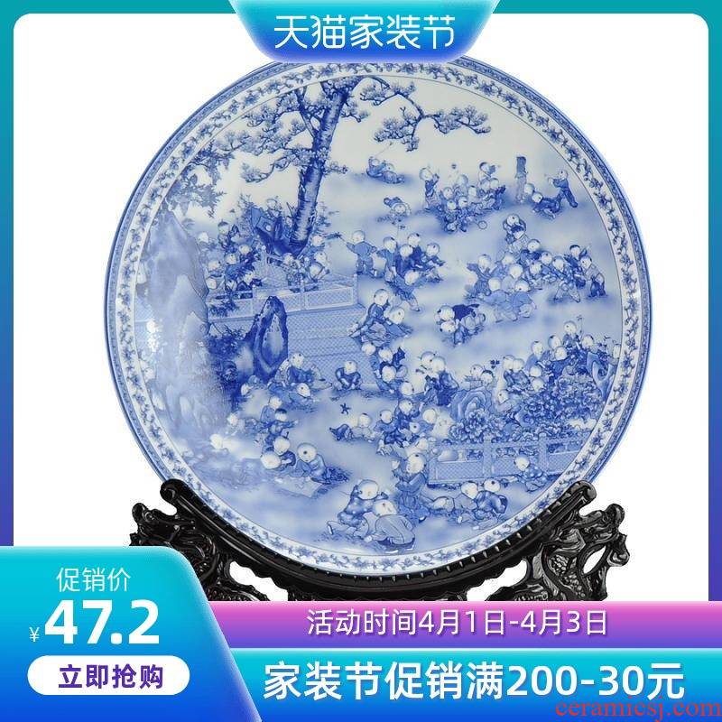 Blue and white porcelain of jingdezhen ceramics decoration plate disk furnishing articles art porcelain porcelain painting hanging dish