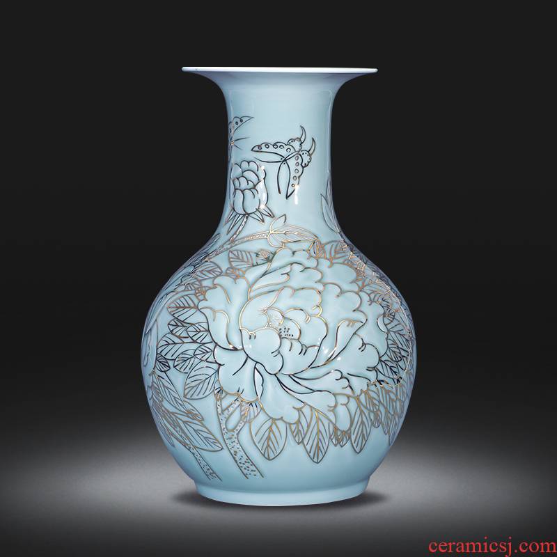 The see colour design of jingdezhen ceramics blooming flowers, hand - made vases furnishing articles of Chinese style porch sitting room adornment