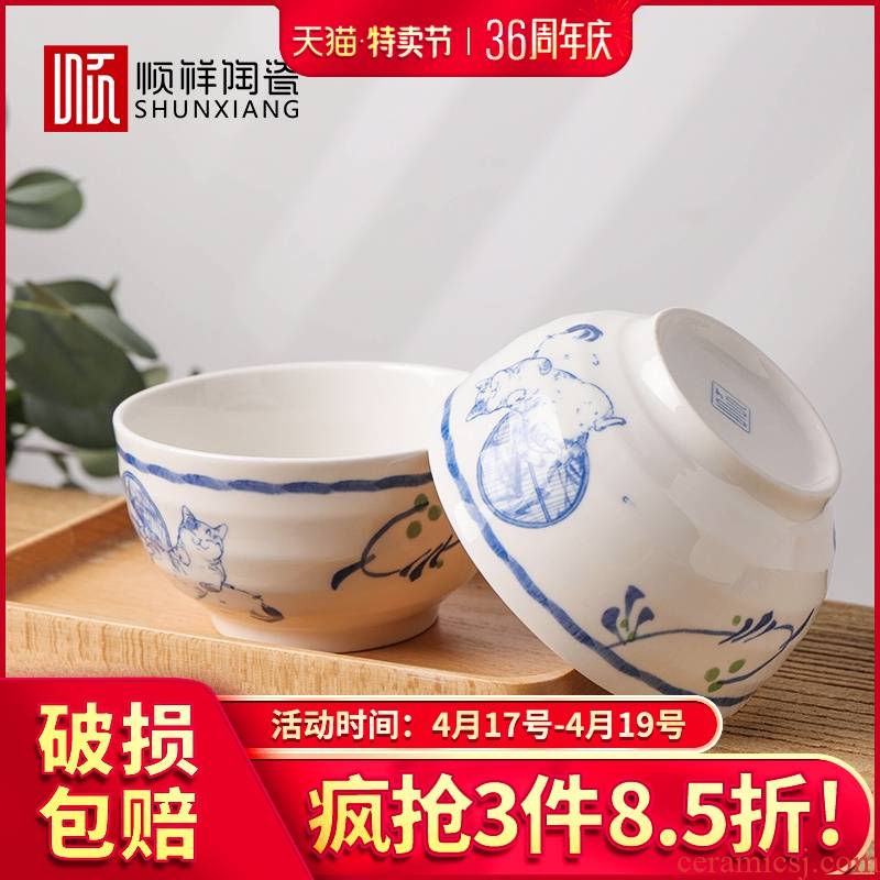 Japanese shun auspicious ceramics tableware bowl plate combination suit household microwave single creative soup bowl rainbow such to use chopsticks