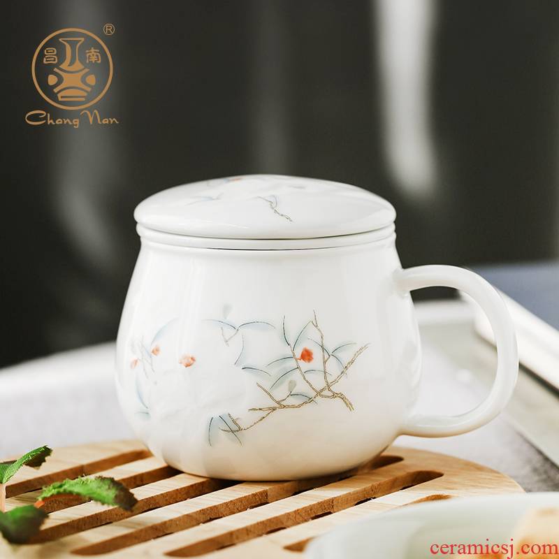 Prosperous south new color and exquisite many children blessed with cover with ceramic filter large capacity, high - end gifts apple ceramic cups