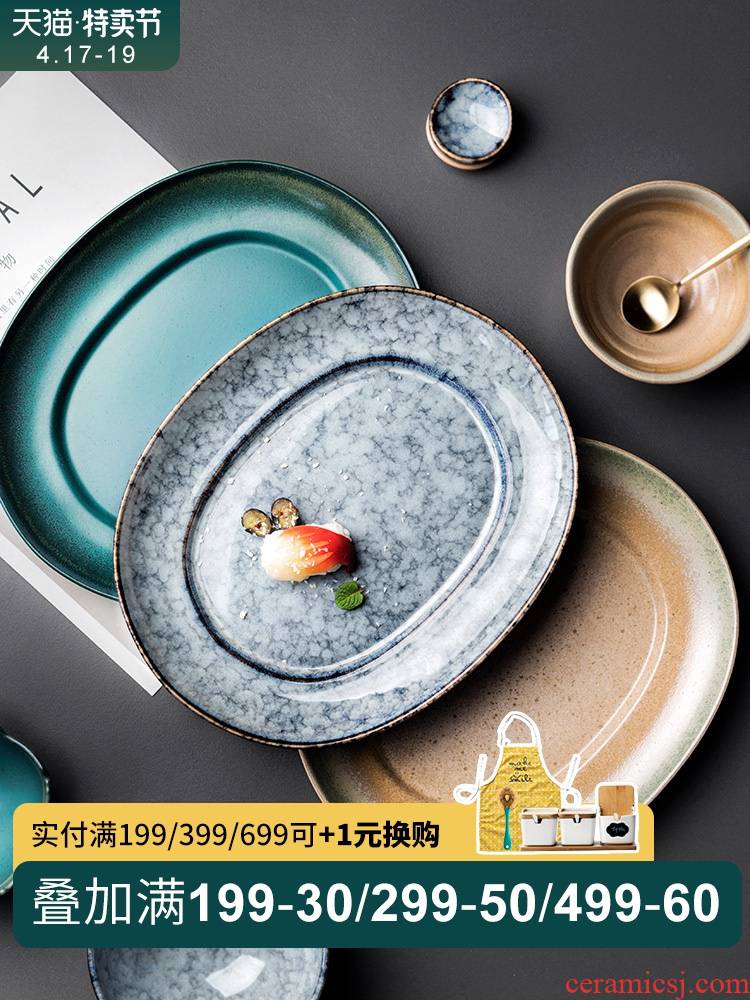 Porcelain color restoring ancient ways the Japanese variable glaze ceramic oval plate of domestic large dish dish dish fish dish western - style food