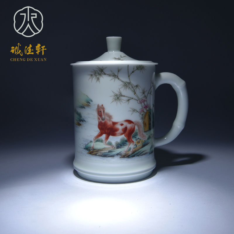 Cheng DE xuan jingdezhen pure hand - made with cover zodiac pastel home office cup high - grade 1 cup is leading the charge
