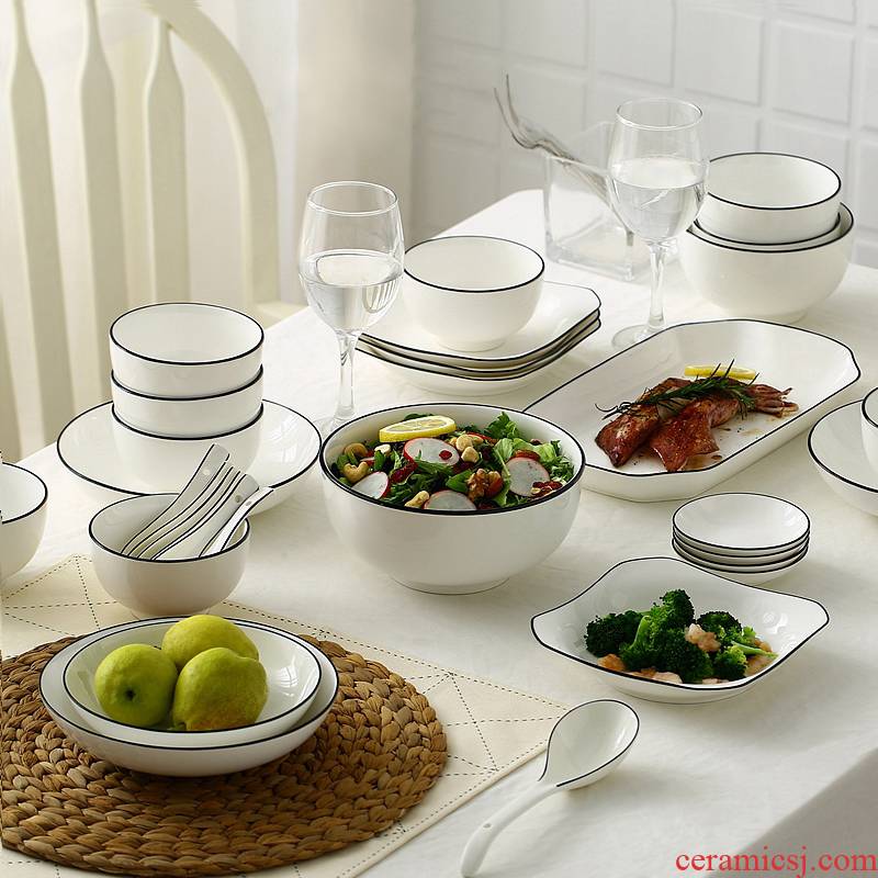 Ceramic dishes combine Nordic contracted household rice rainbow such as bowl, soup bowl dish dish dish west spoon dishes and utensils