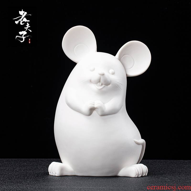 Dehua biscuit firing porcelain zodiac mouse desktop furnishing articles ceramic household act the role ofing is tasted, the sitting room art creative gifts