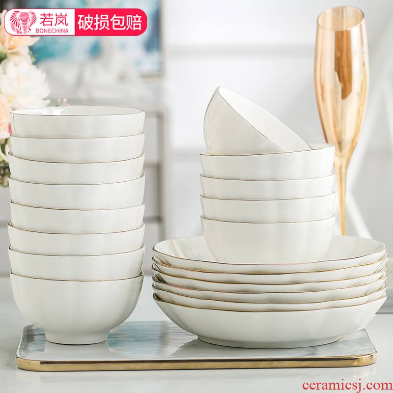 Ceramic bowl dish dish home dishes combination sets up phnom penh individual creative white rice bowls bowl European - style 5 inches