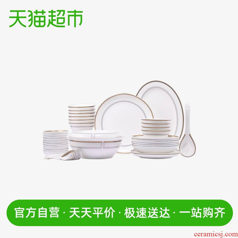Arst/ya cheng DE moonlight night, 42 high - grade ipads China porcelain tableware box sets to use spoon, plate plate