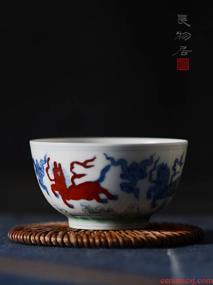 Offered home - cooked at flavour hand - made jingdezhen blue and white color bucket hippocampal grain ceramic cups checking porcelain tea cups