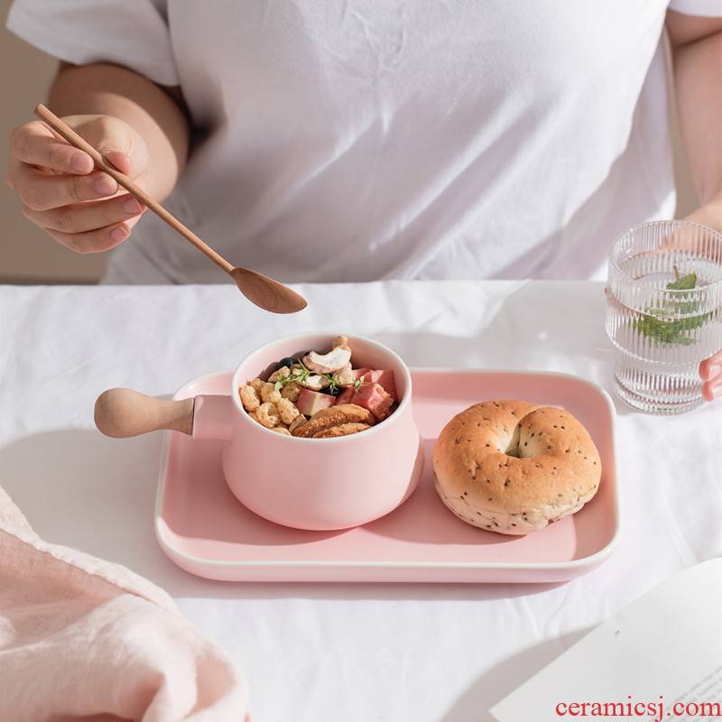 Japanese people eat ceramic bowl plate tray is a creative household hand bowl dessert bowl of dinner plate tableware suit