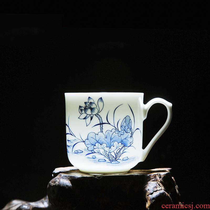 Jingdezhen ceramic hand - made porcelain tea cups with cover the meeting office cup tea cup filter tank