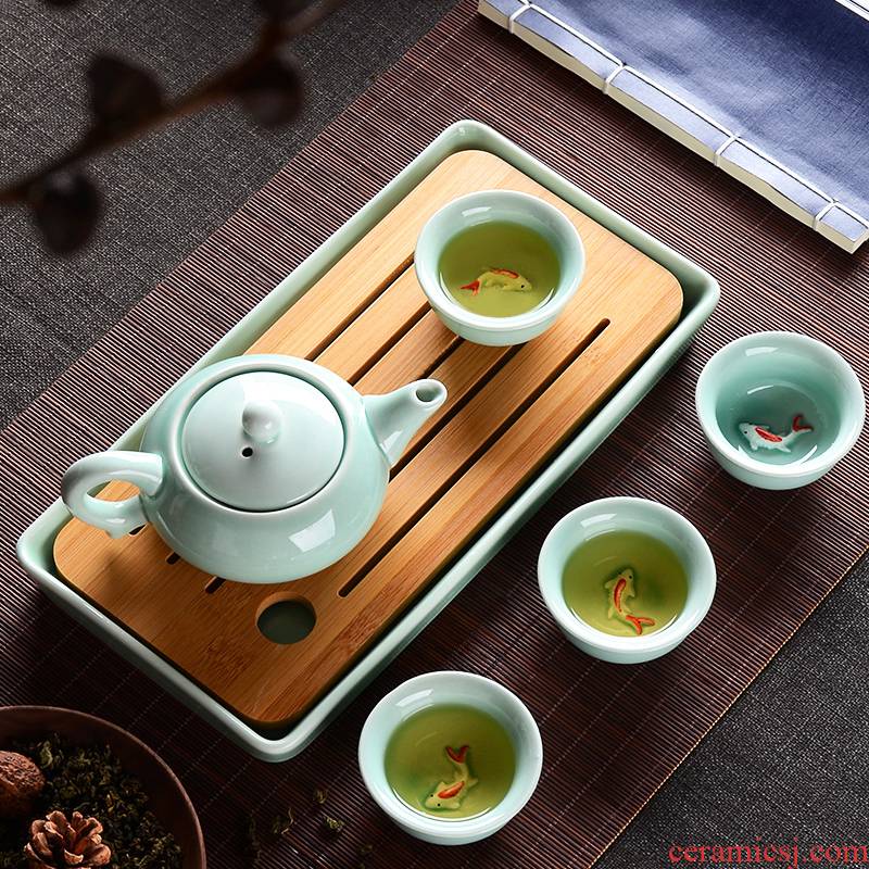 Tangshan dry tea tray ceramic tea sets tea, porcelain teapot teacup Japanese kung fu tea set household contracted
