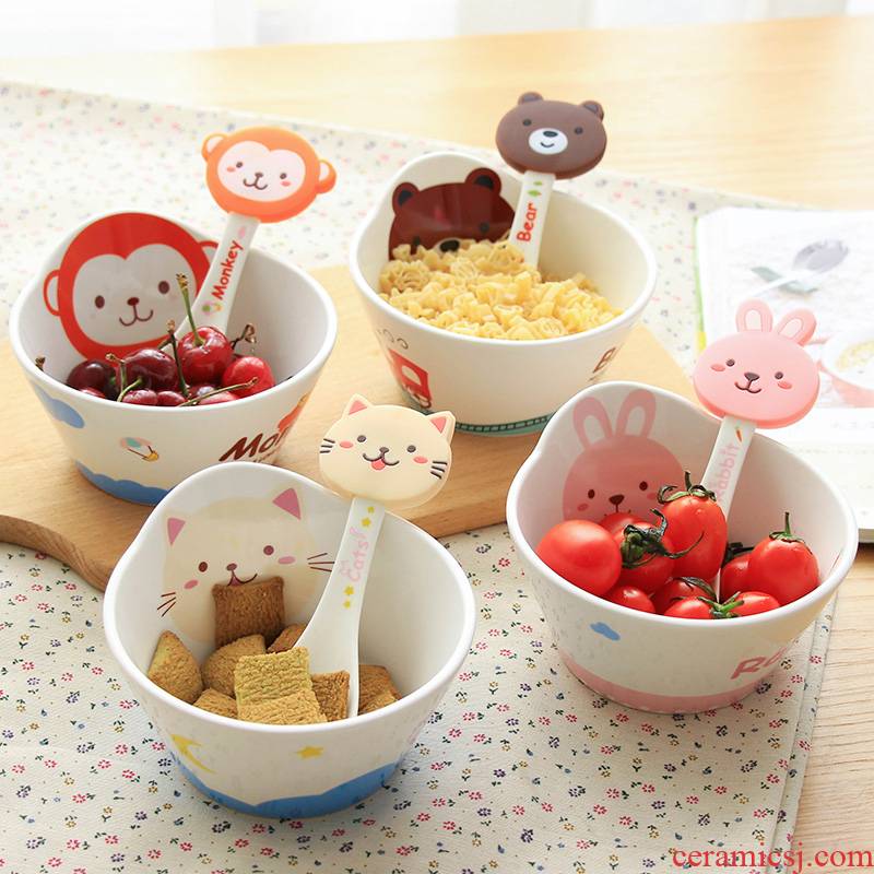 Working Fine club goods and lovely cartoon children 's individual creative small ceramic bowl bowl household tableware suit the baby to eat bread and butter