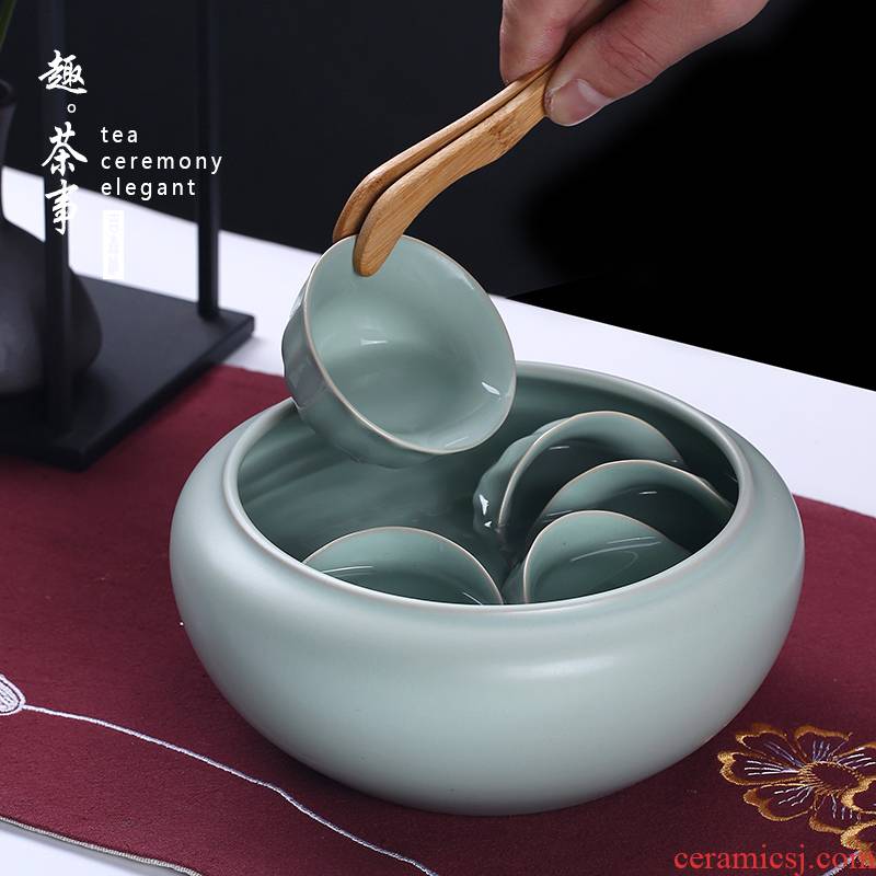 Start your up ceramic kung fu tea tea to wash large writing brush washer to heavy household porcelain cups of water, after the wash bath accessories