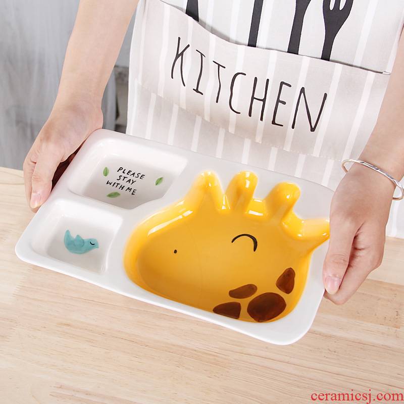 Creative cartoon baby frame plate express animals ceramic tableware children breakfast tray was separated plates home plate
